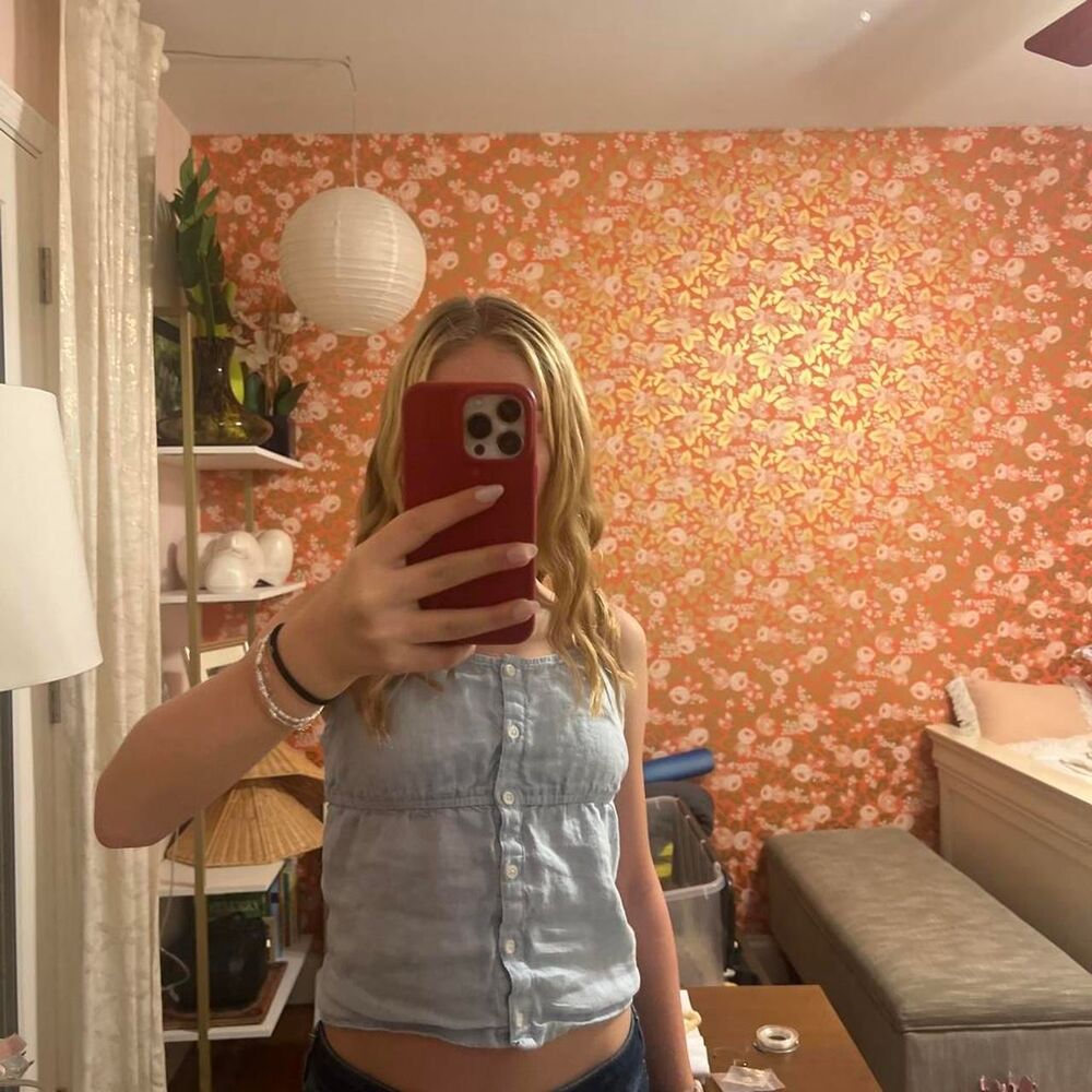 Brandy Melville Women's Blue Button Front Tank Top